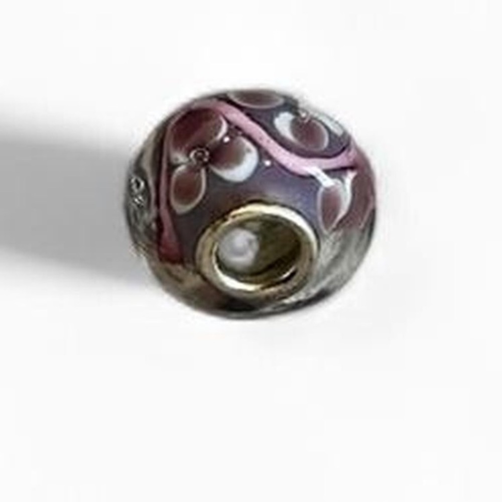 Pink and Purple Glass Floral Charm for Pandora bracelet